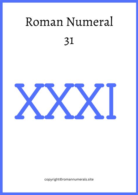 roman numerals xxxi|XXXI Roman Numerals 